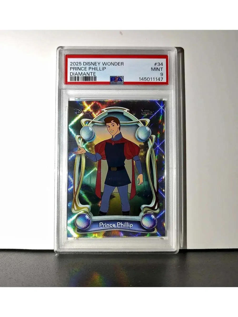 Prince Phillip 2025 Topps Disney #34 Winter Variant Card Sleeping Beauty PSA 9